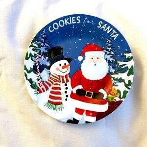 Cookies for Santa Ceramic Plate Platter snowman ⛄️ Christmas Tree 🌲 Winter snow